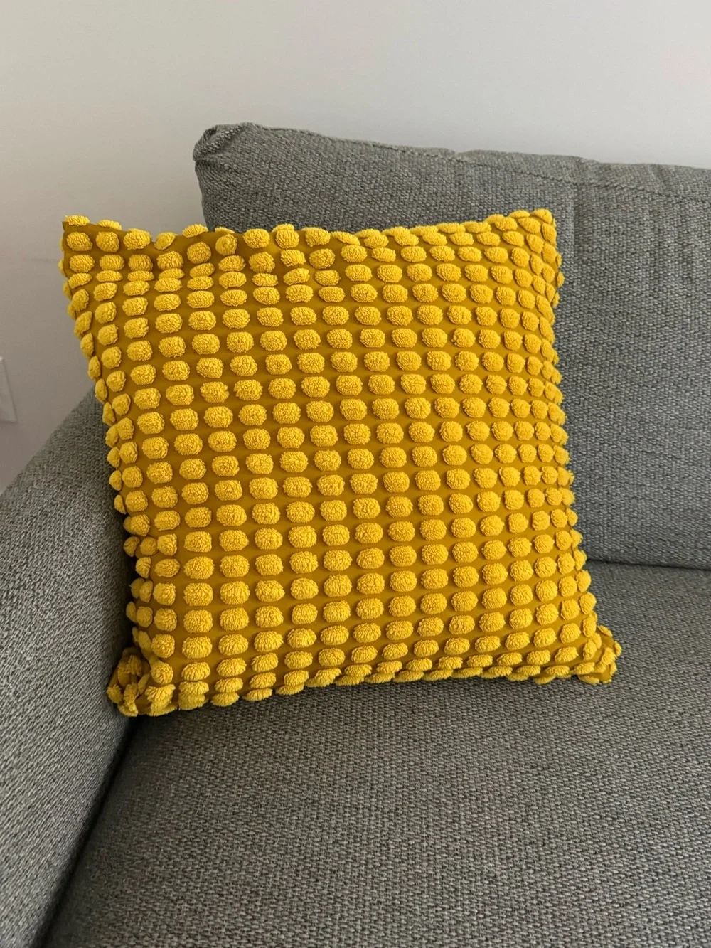 Mustard Yellow Textured Throw Pillow Cover 20x20 Tufted Dot Accent